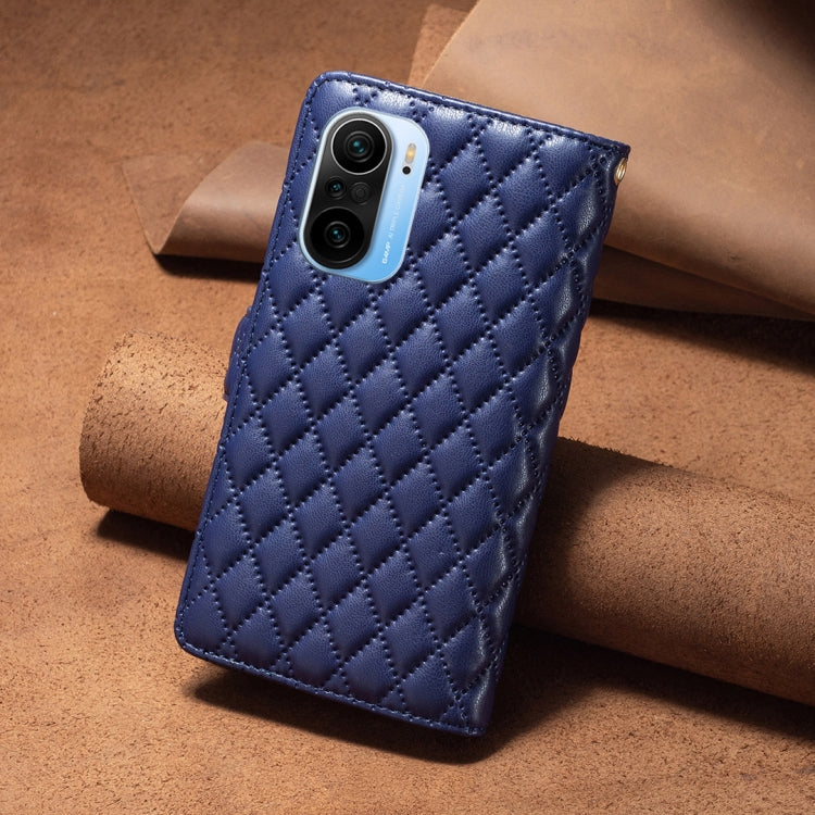 For Xiaomi Mi 11i/Poco F3/Redmi K40/K40 Pro Diamond Lattice Zipper Wallet Leather Flip Phone Case