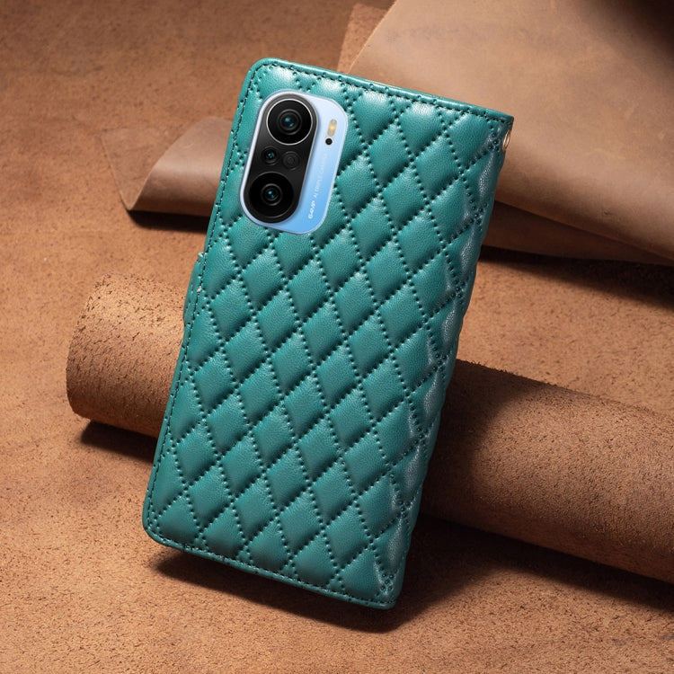 For Xiaomi Mi 11i/Poco F3/Redmi K40/K40 Pro Diamond Lattice Zipper Wallet Leather Flip Phone Case