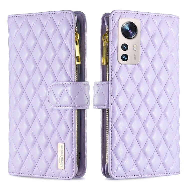 For Xiaomi 12 Lite Diamond Lattice Zipper Wallet Leather Flip Phone Case