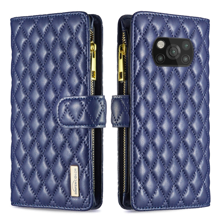 For Xiaomi Poco X3 / X3 NFC Diamond Lattice Zipper Wallet Leather Flip Phone Case