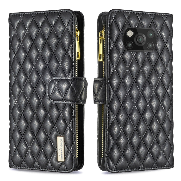 For Xiaomi Poco X3 / X3 NFC Diamond Lattice Zipper Wallet Leather Flip Phone Case