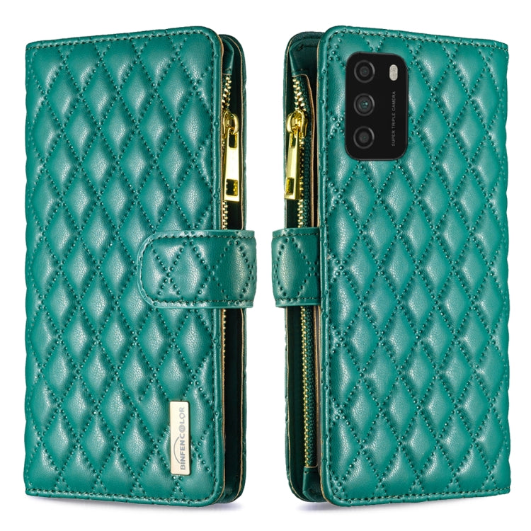 For Xiaomi Poco M3 Diamond Lattice Zipper Wallet Leather Flip Phone Case