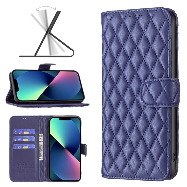 For iPhone 14 Diamond Lattice Wallet Leather Flip Phone Case
