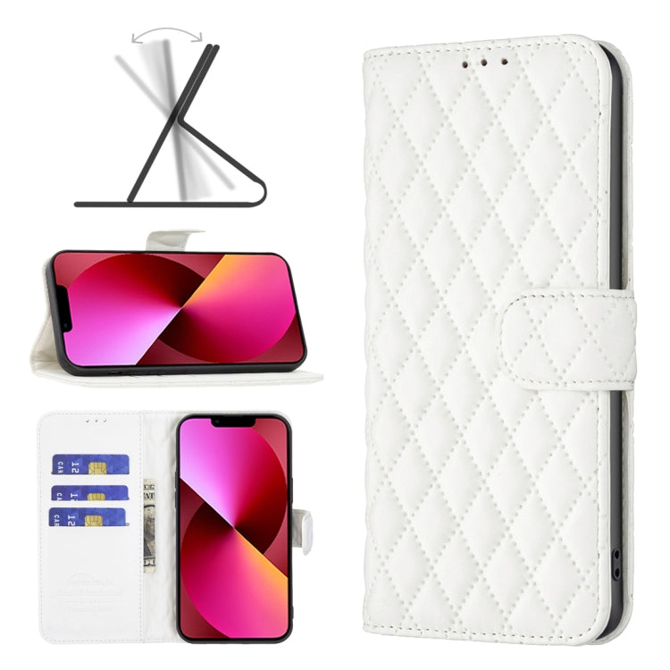 For iPhone 13 Diamond Lattice Wallet Leather Flip Phone Case