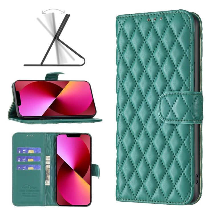 For iPhone 13 Diamond Lattice Wallet Leather Flip Phone Case