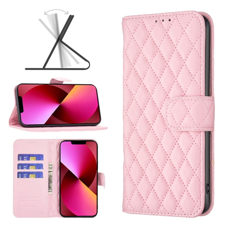 For iPhone 13 Diamond Lattice Wallet Leather Flip Phone Case