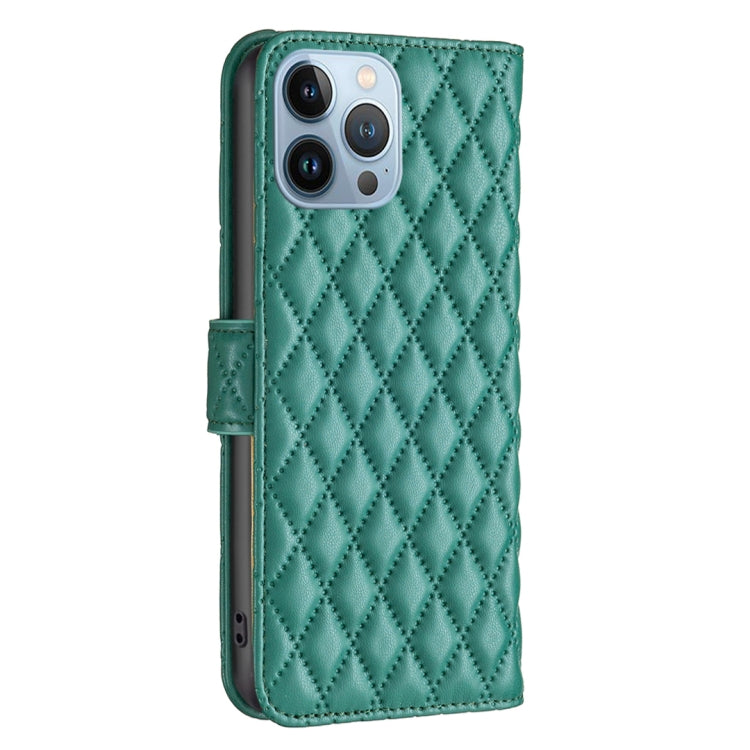 For iPhone 13 Pro Diamond Lattice Wallet Leather Flip Phone Case