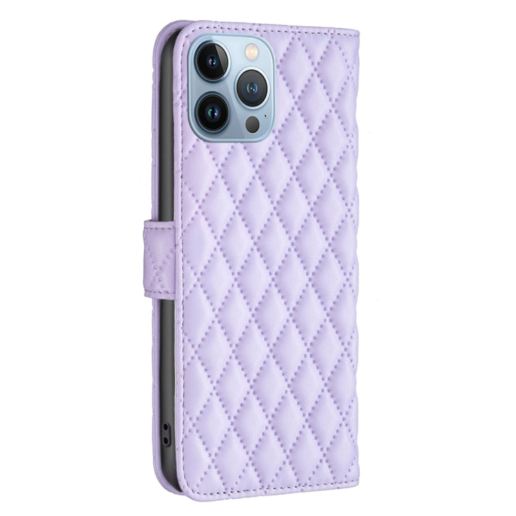 For iPhone 13 Pro Diamond Lattice Wallet Leather Flip Phone Case