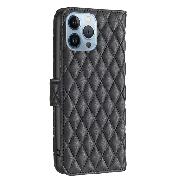 For iPhone 13 Pro Diamond Lattice Wallet Leather Flip Phone Case