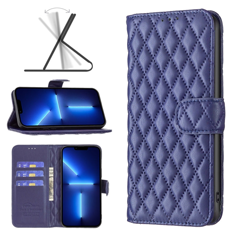 For iPhone 13 Pro Max Diamond Lattice Wallet Leather Flip Phone Case