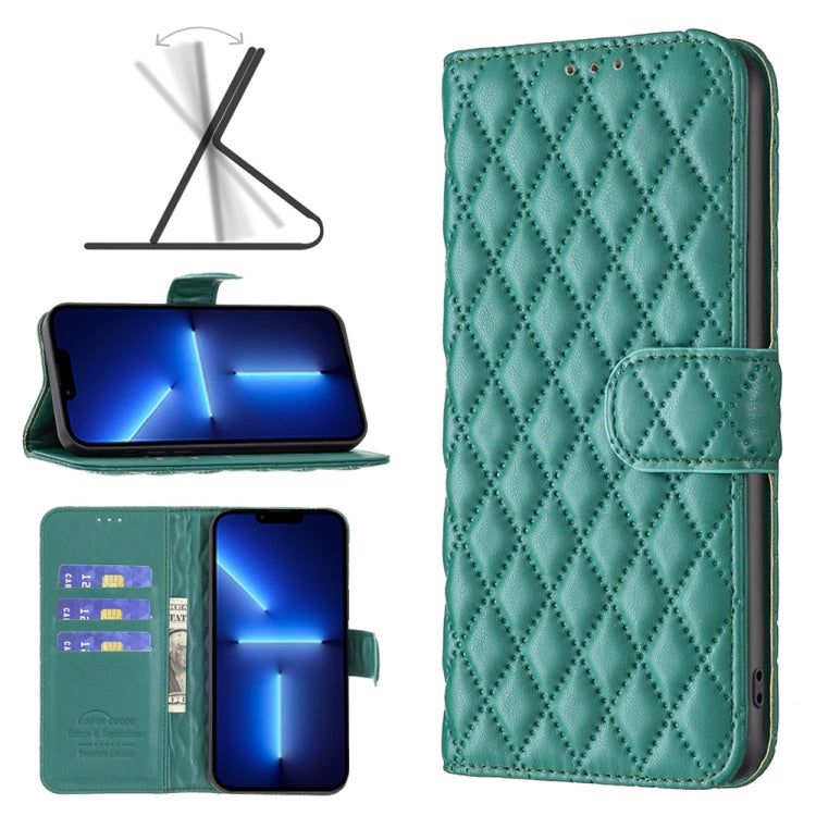 For iPhone 13 Pro Max Diamond Lattice Wallet Leather Flip Phone Case