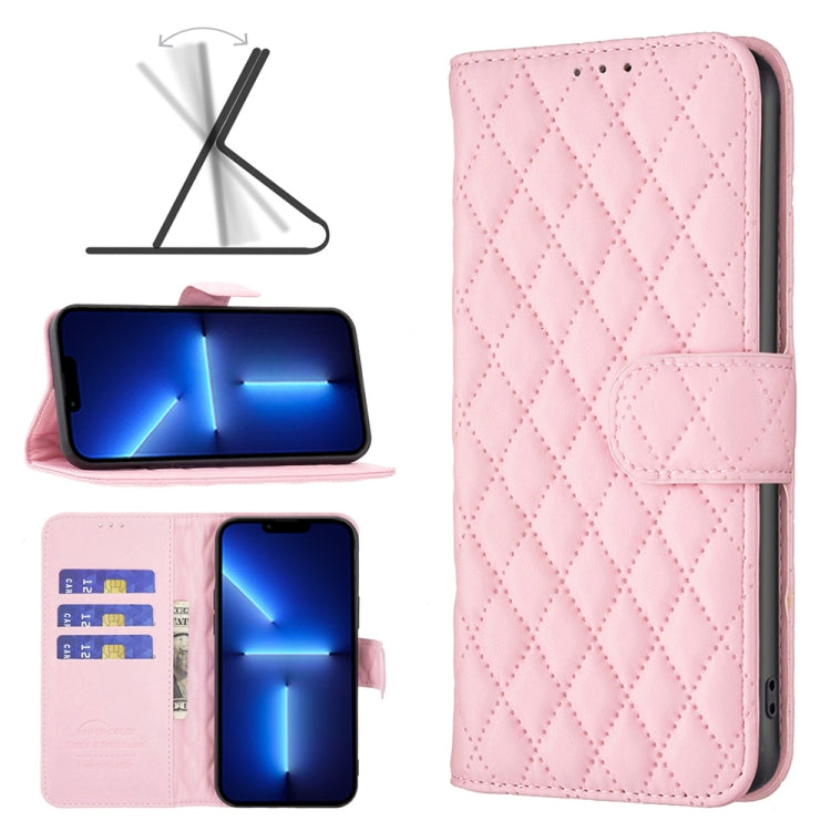 For iPhone 13 Pro Max Diamond Lattice Wallet Leather Flip Phone Case