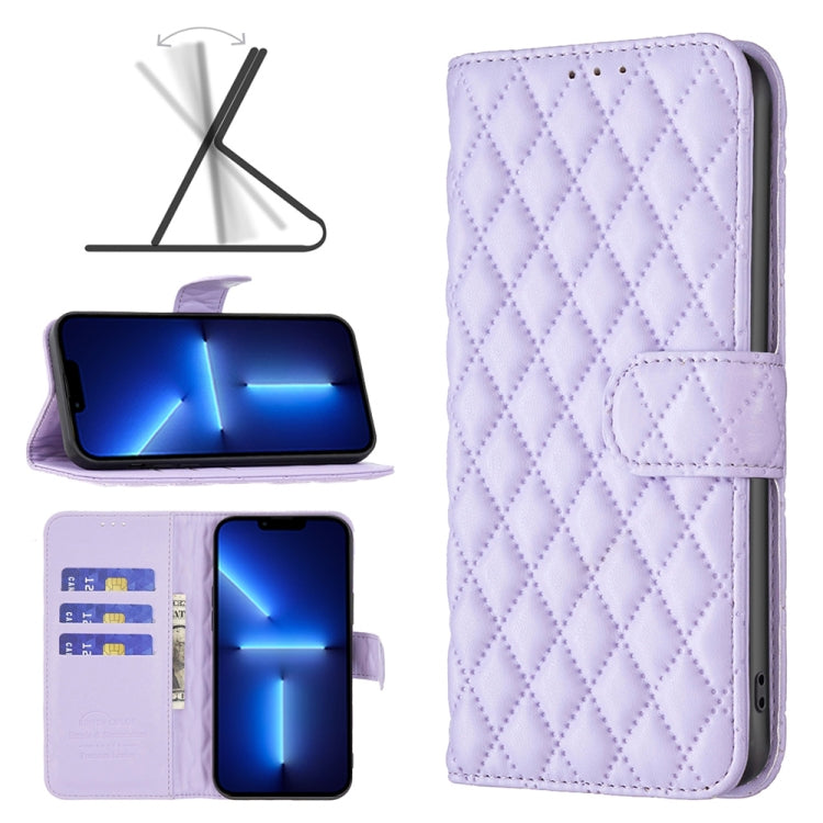 For iPhone 13 Pro Max Diamond Lattice Wallet Leather Flip Phone Case