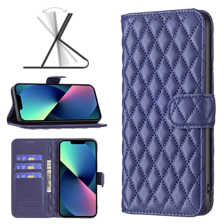 For iPhone 13 mini Diamond Lattice Wallet Leather Flip Phone Case