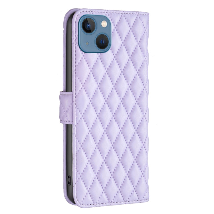 For iPhone 13 mini Diamond Lattice Wallet Leather Flip Phone Case
