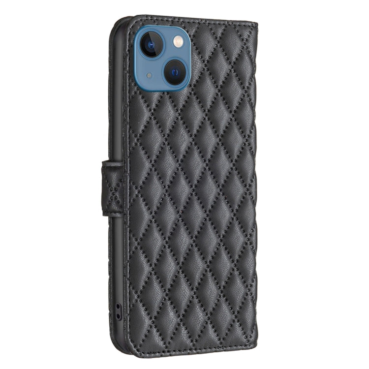 For iPhone 13 mini Diamond Lattice Wallet Leather Flip Phone Case