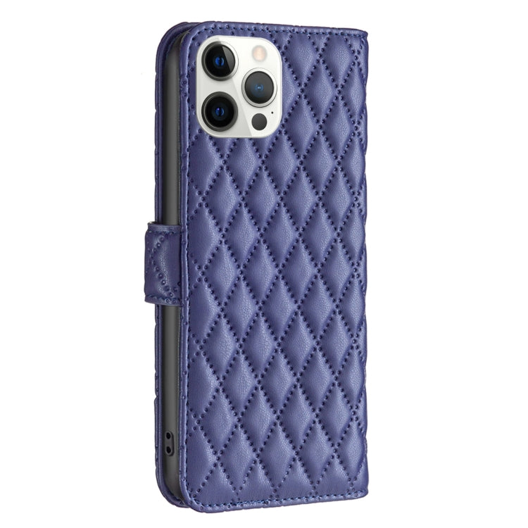 For iPhone 12 Pro Max Diamond Lattice Wallet Leather Flip Phone Case