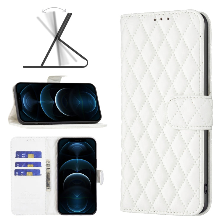 For iPhone 12 Pro Max Diamond Lattice Wallet Leather Flip Phone Case