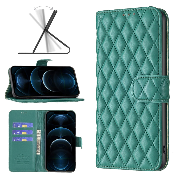 For iPhone 12 Pro Max Diamond Lattice Wallet Leather Flip Phone Case