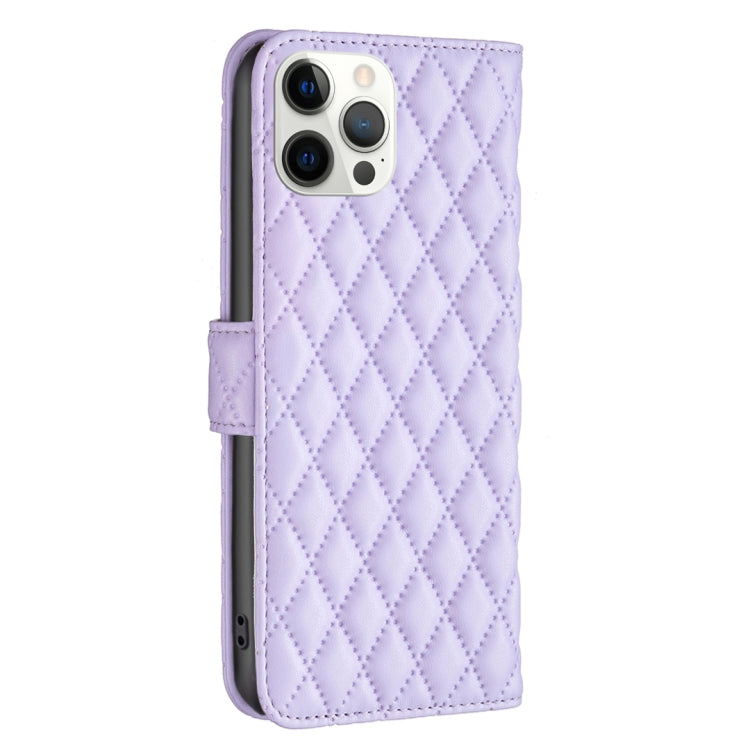 For iPhone 12 Pro Max Diamond Lattice Wallet Leather Flip Phone Case
