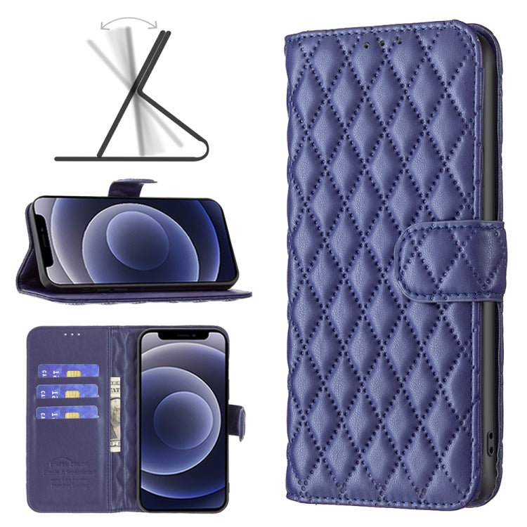 For iPhone 12 mini Diamond Lattice Wallet Leather Flip Phone Case