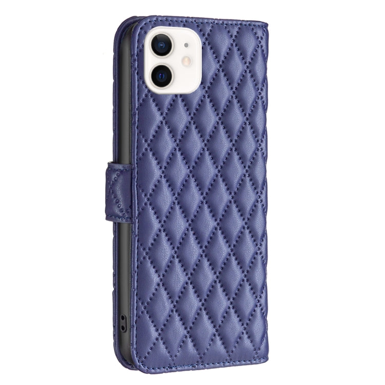 For iPhone 12 mini Diamond Lattice Wallet Leather Flip Phone Case