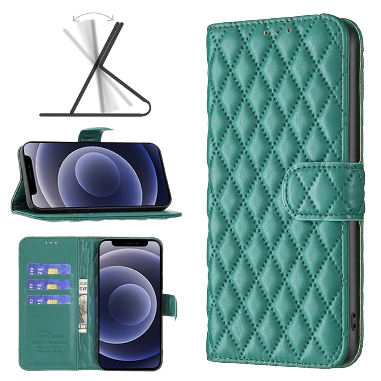 For iPhone 12 mini Diamond Lattice Wallet Leather Flip Phone Case