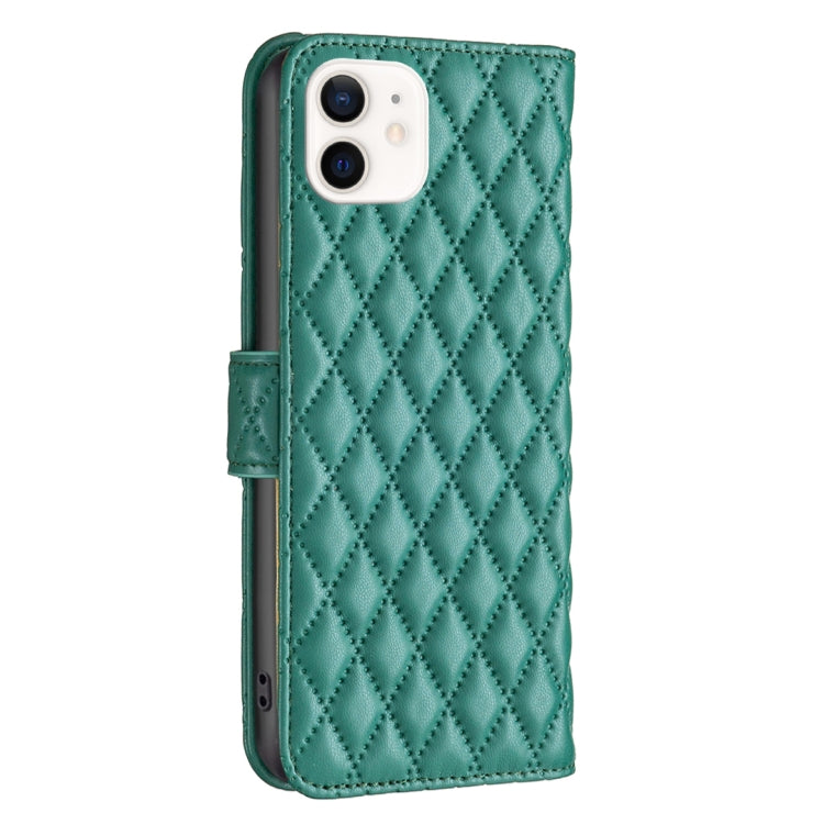 For iPhone 12 mini Diamond Lattice Wallet Leather Flip Phone Case