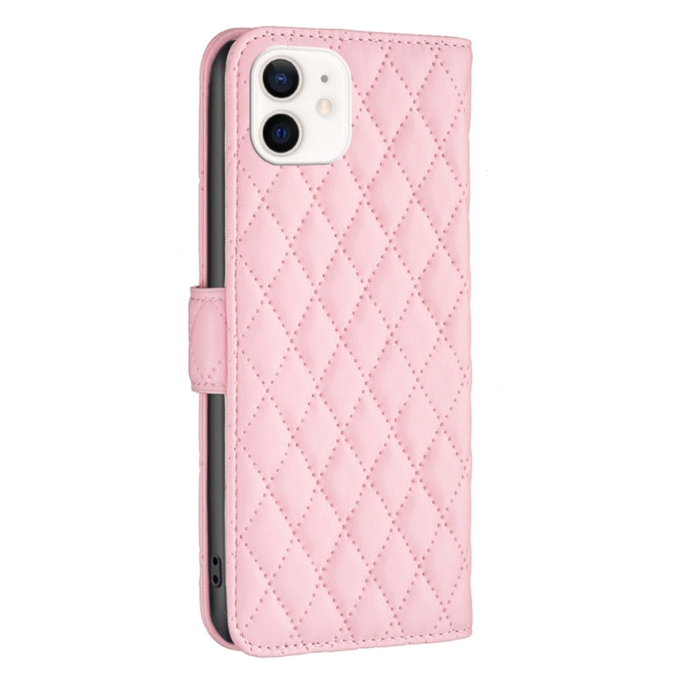 For iPhone 12 mini Diamond Lattice Wallet Leather Flip Phone Case