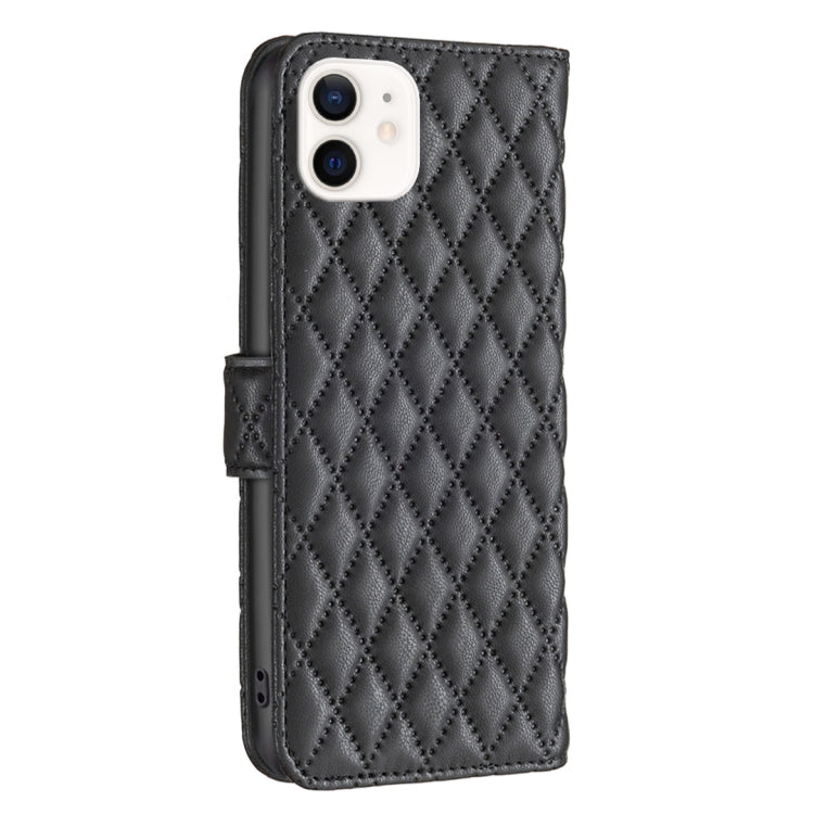 For iPhone 12 mini Diamond Lattice Wallet Leather Flip Phone Case