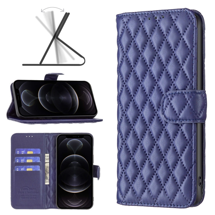 For iPhone 12 / 12 Pro Diamond Lattice Wallet Leather Flip Phone Case