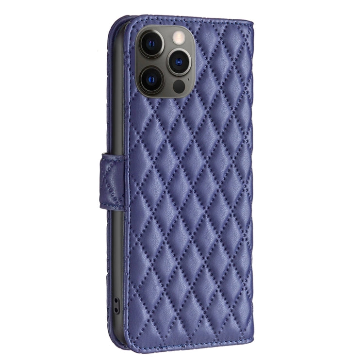For iPhone 12 / 12 Pro Diamond Lattice Wallet Leather Flip Phone Case