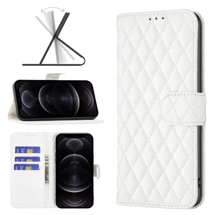 For iPhone 12 / 12 Pro Diamond Lattice Wallet Leather Flip Phone Case