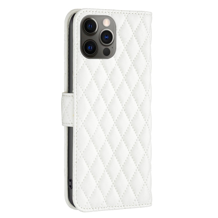 For iPhone 12 / 12 Pro Diamond Lattice Wallet Leather Flip Phone Case