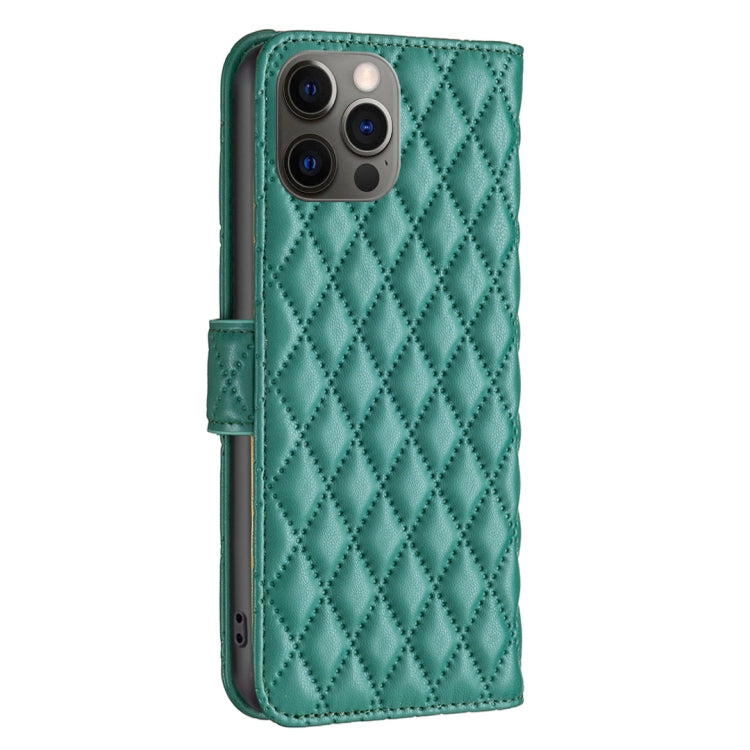 For iPhone 12 / 12 Pro Diamond Lattice Wallet Leather Flip Phone Case