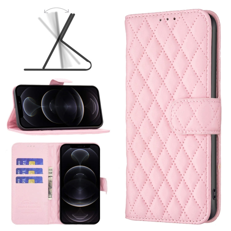 For iPhone 12 / 12 Pro Diamond Lattice Wallet Leather Flip Phone Case