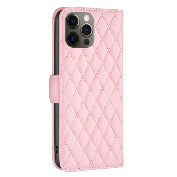 For iPhone 12 / 12 Pro Diamond Lattice Wallet Leather Flip Phone Case