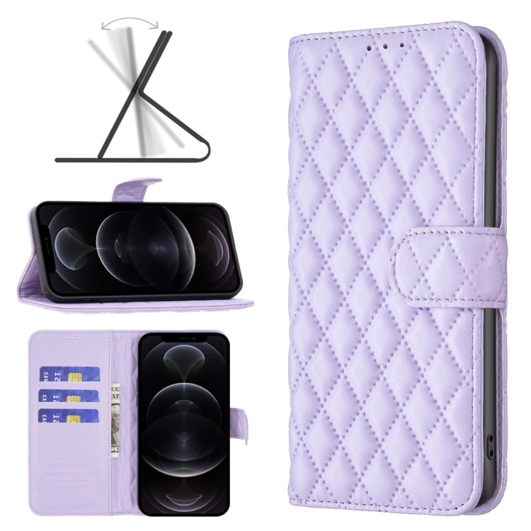 For iPhone 12 / 12 Pro Diamond Lattice Wallet Leather Flip Phone Case
