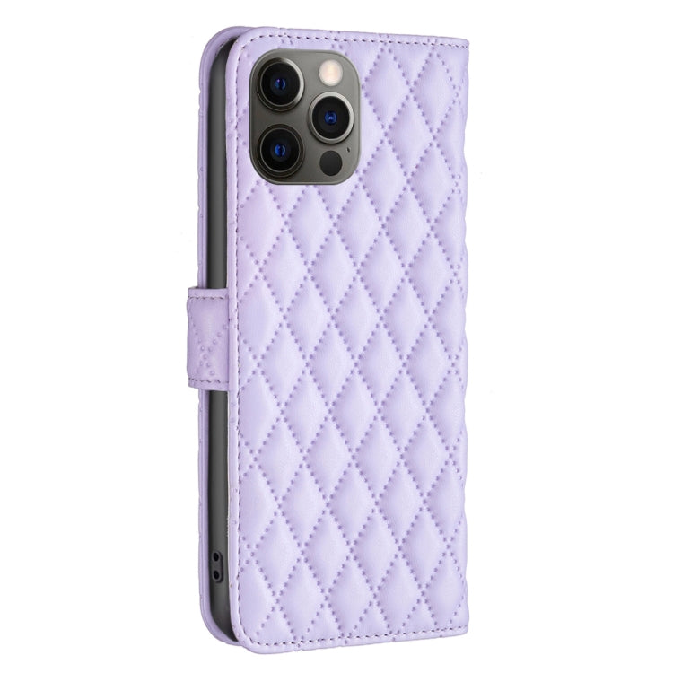 For iPhone 12 / 12 Pro Diamond Lattice Wallet Leather Flip Phone Case