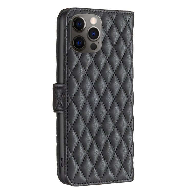 For iPhone 12 / 12 Pro Diamond Lattice Wallet Leather Flip Phone Case