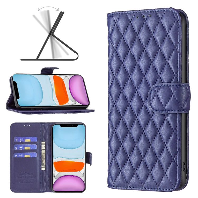 For iPhone 11 Diamond Lattice Wallet Leather Flip Phone Case