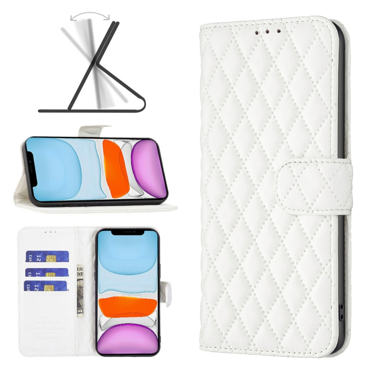 For iPhone 11 Diamond Lattice Wallet Leather Flip Phone Case
