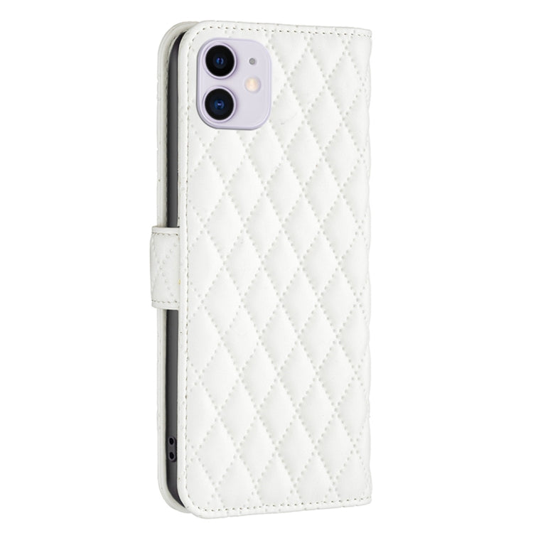 For iPhone 11 Diamond Lattice Wallet Leather Flip Phone Case