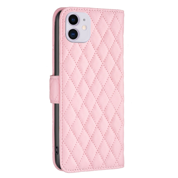 For iPhone 11 Diamond Lattice Wallet Leather Flip Phone Case