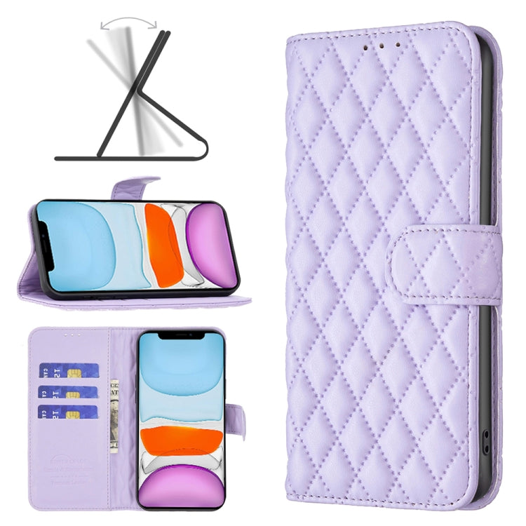 For iPhone 11 Diamond Lattice Wallet Leather Flip Phone Case