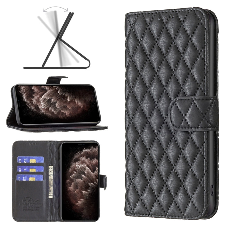 For iPhone 11 Pro Max Diamond Lattice Wallet Leather Flip Phone Case