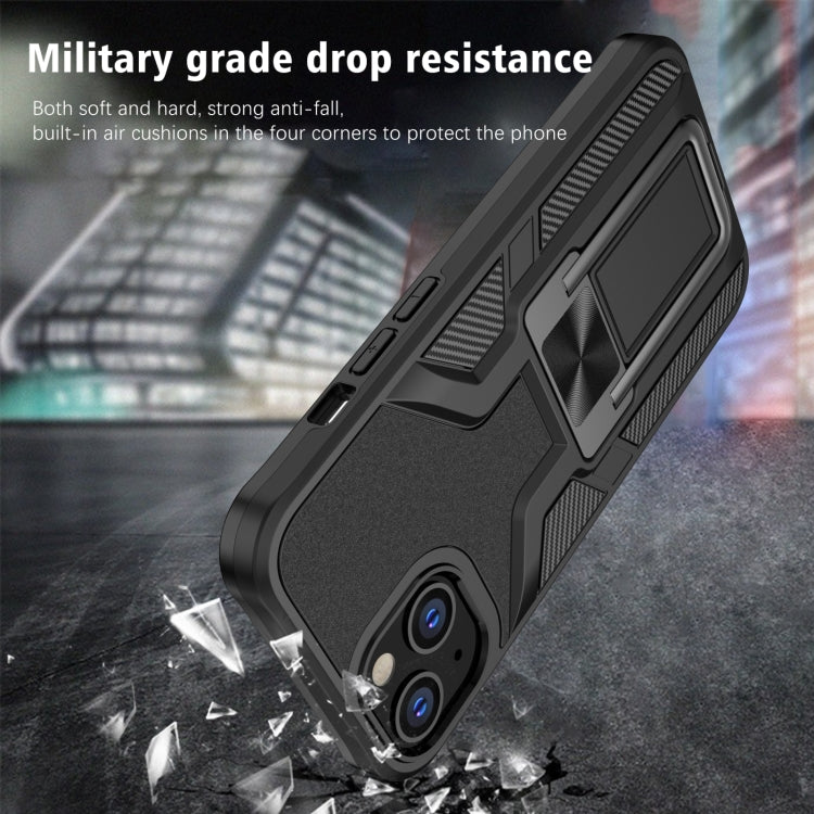 For iPhone 14 Armor 2 in 1 PC + TPU Magnetic Shockproof Case with Foldable Holder