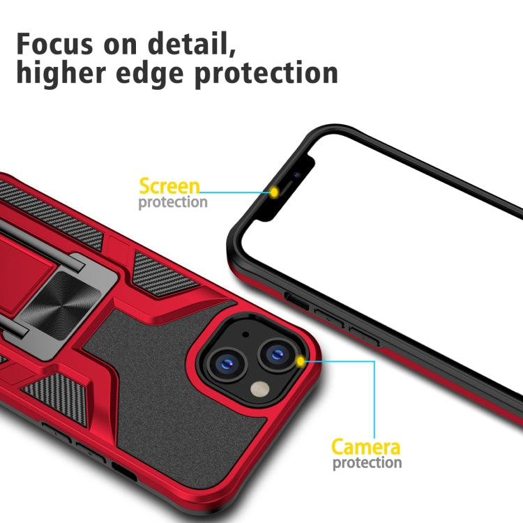 For iPhone 14 Armor 2 in 1 PC + TPU Magnetic Shockproof Case with Foldable Holder