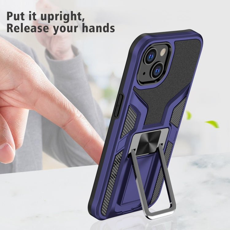 For iPhone 14 Armor 2 in 1 PC + TPU Magnetic Shockproof Case with Foldable Holder