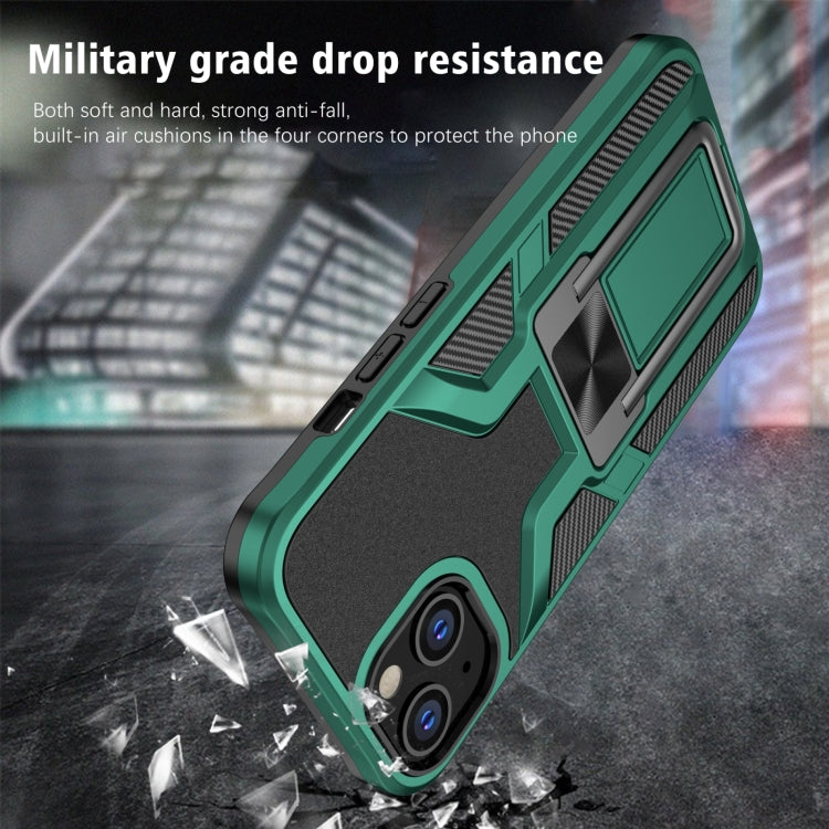 For iPhone 14 Armor 2 in 1 PC + TPU Magnetic Shockproof Case with Foldable Holder